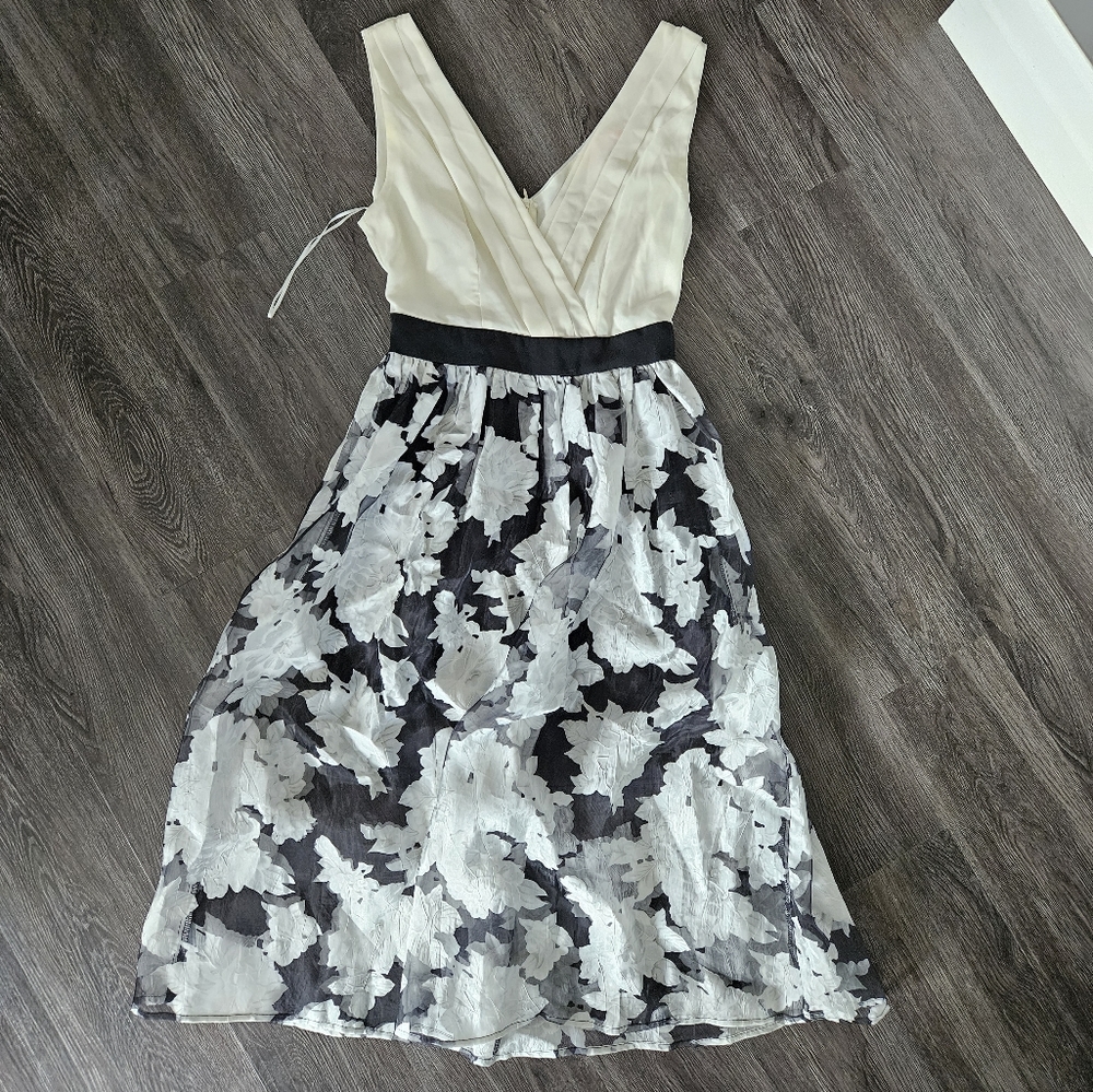 Black and White Floral Midi Dress